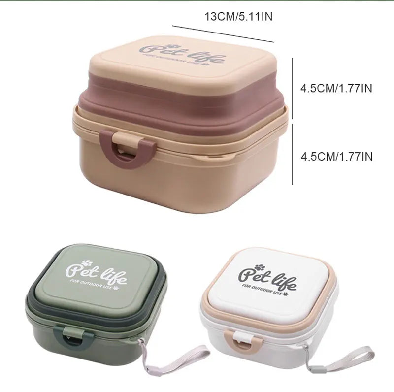 Khaki Portable Double Dog Travel Bowls