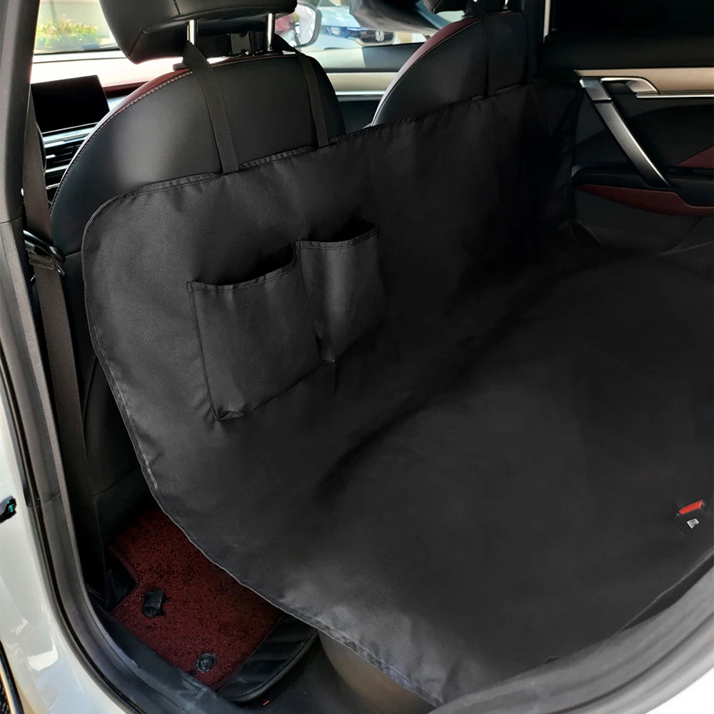 Black Waterproof Oxford Dog Car Hammock with Storage Pocket