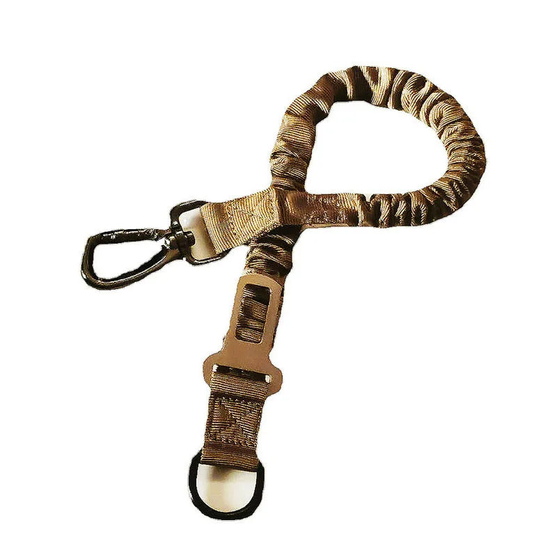 Khaki Dog Seat Belt Tether for Cars