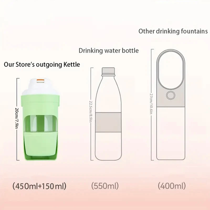 Gray Pet Travel Water Bottle with Food Container
