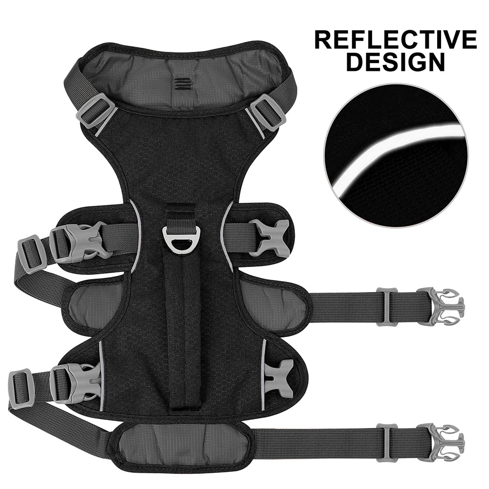 Black Escape Proof Reflective Dog Harness for Small, Medium, and Large Dogs