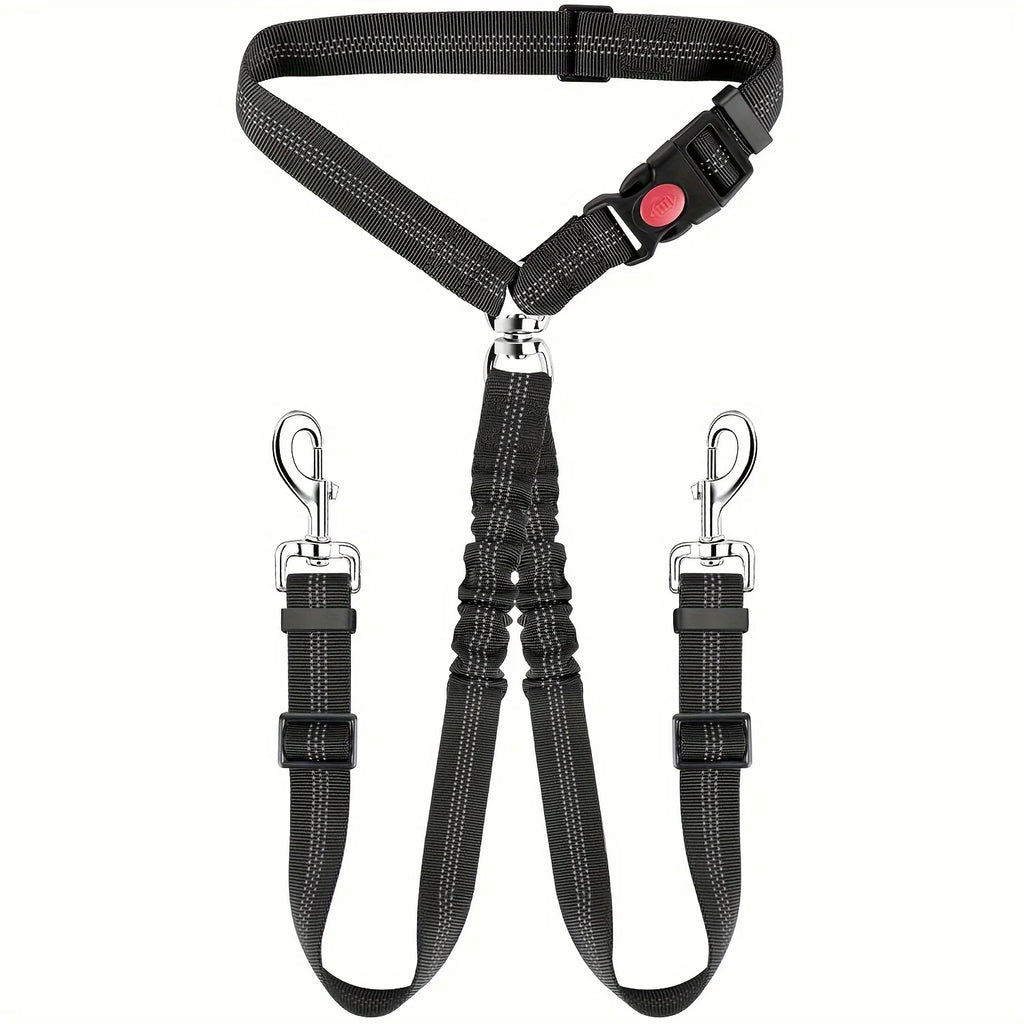 Black Dog Car Seat Belt for Two Dogs