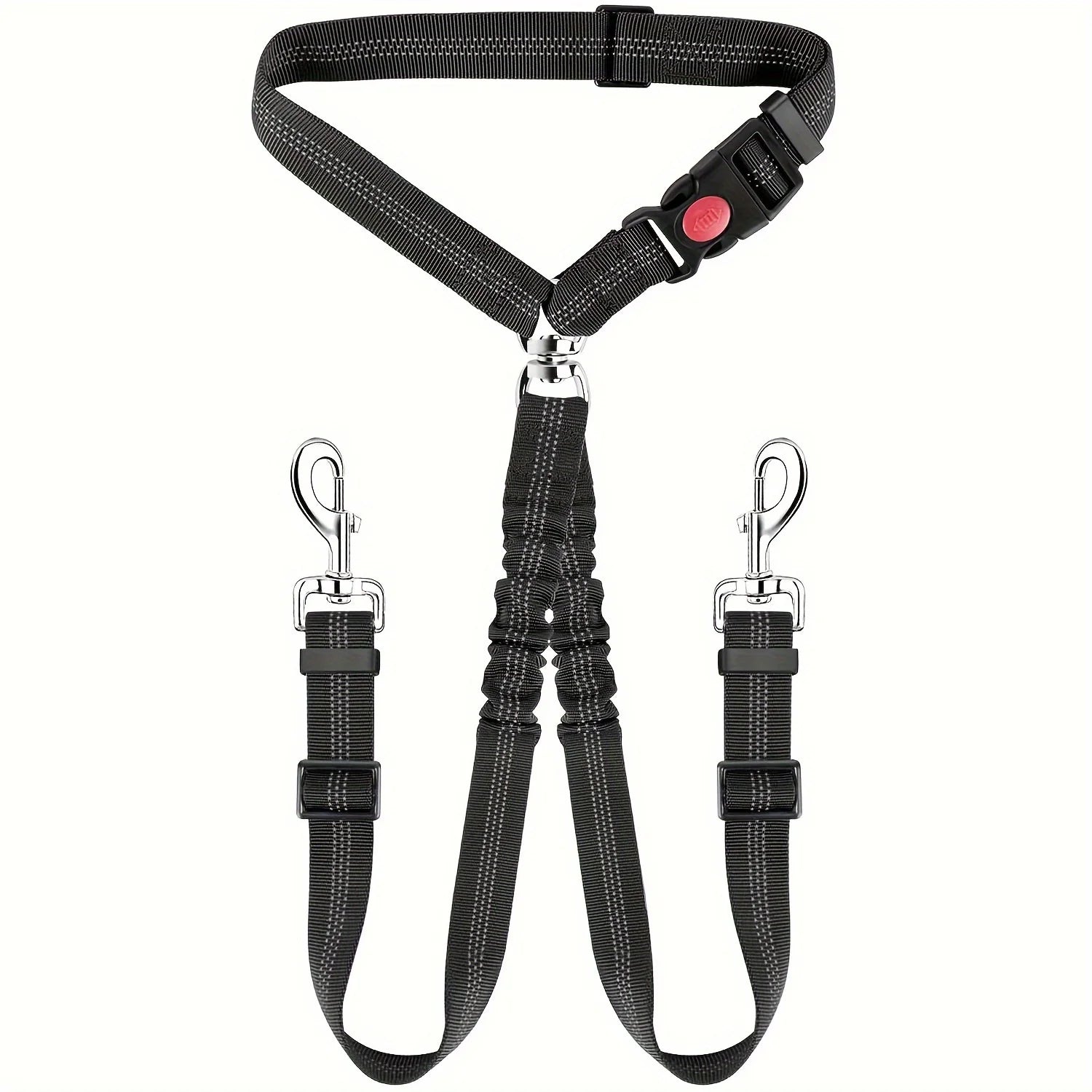 Black Dog Car Seat Belt for Two Dogs