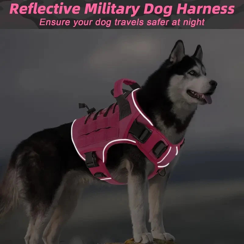 Dark Grey Adjustable No-Pull Tactical Dog Harness with Handle for Large Dogs