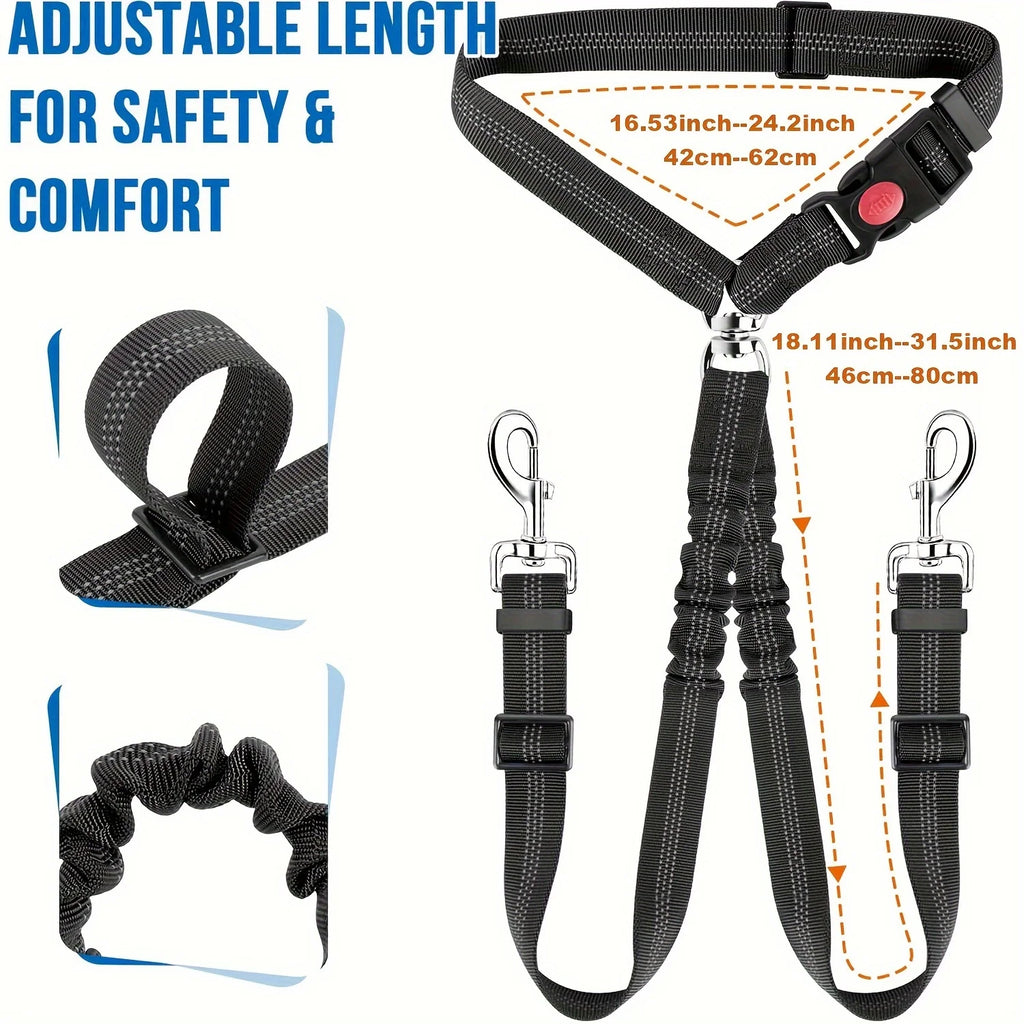 Red Dog Car Seat Belt for Two Dogs