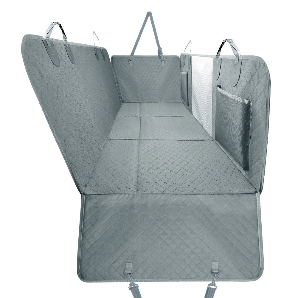 Gray Premium Dog Car Back Seat Extender with Hard Bottom