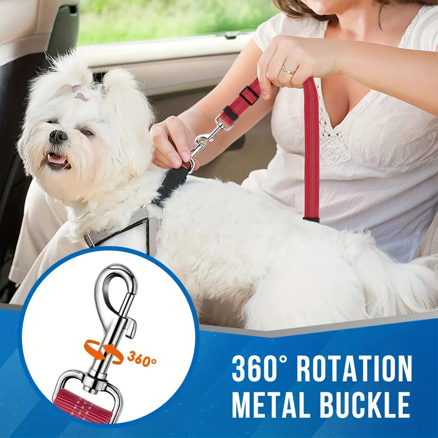 Red Dog Car Seat Belt for Two Dogs