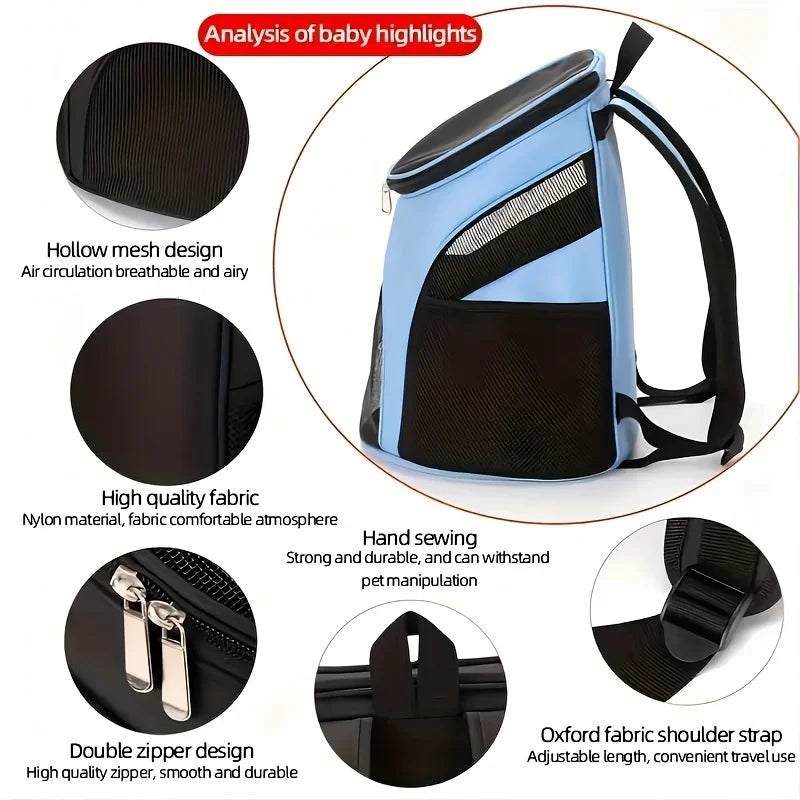 Sky Blue Portable Mesh Dog Backpack