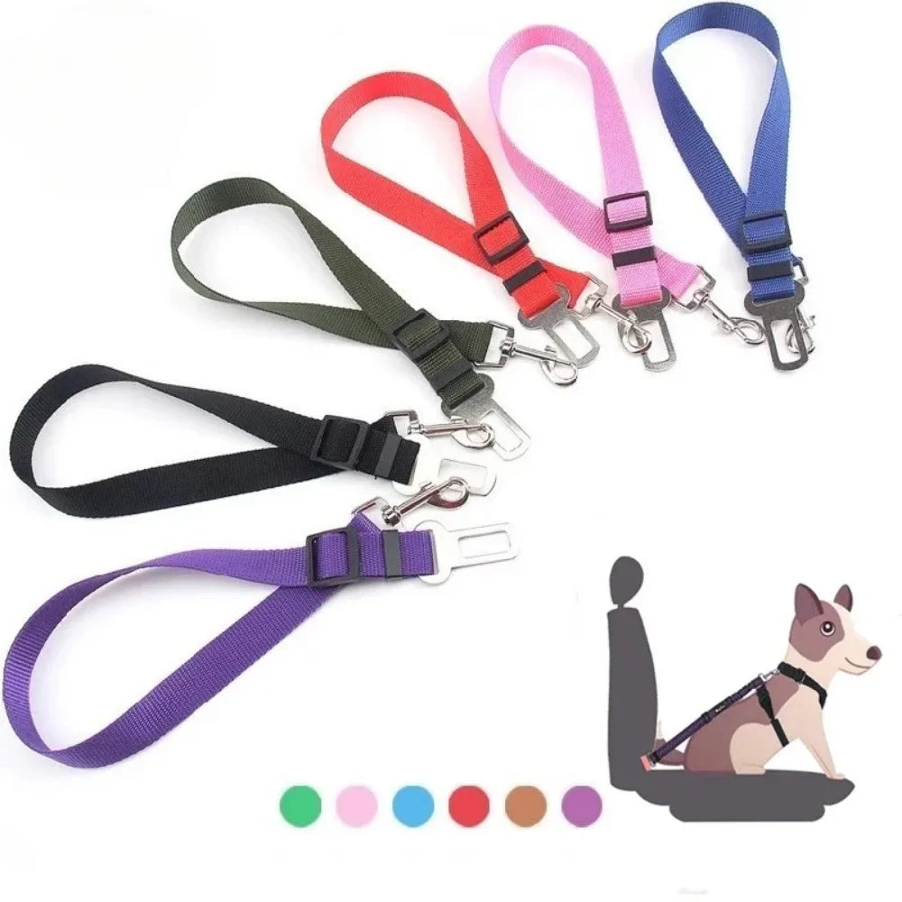 Gray Adjustable Dog Car Seat Belt Tether