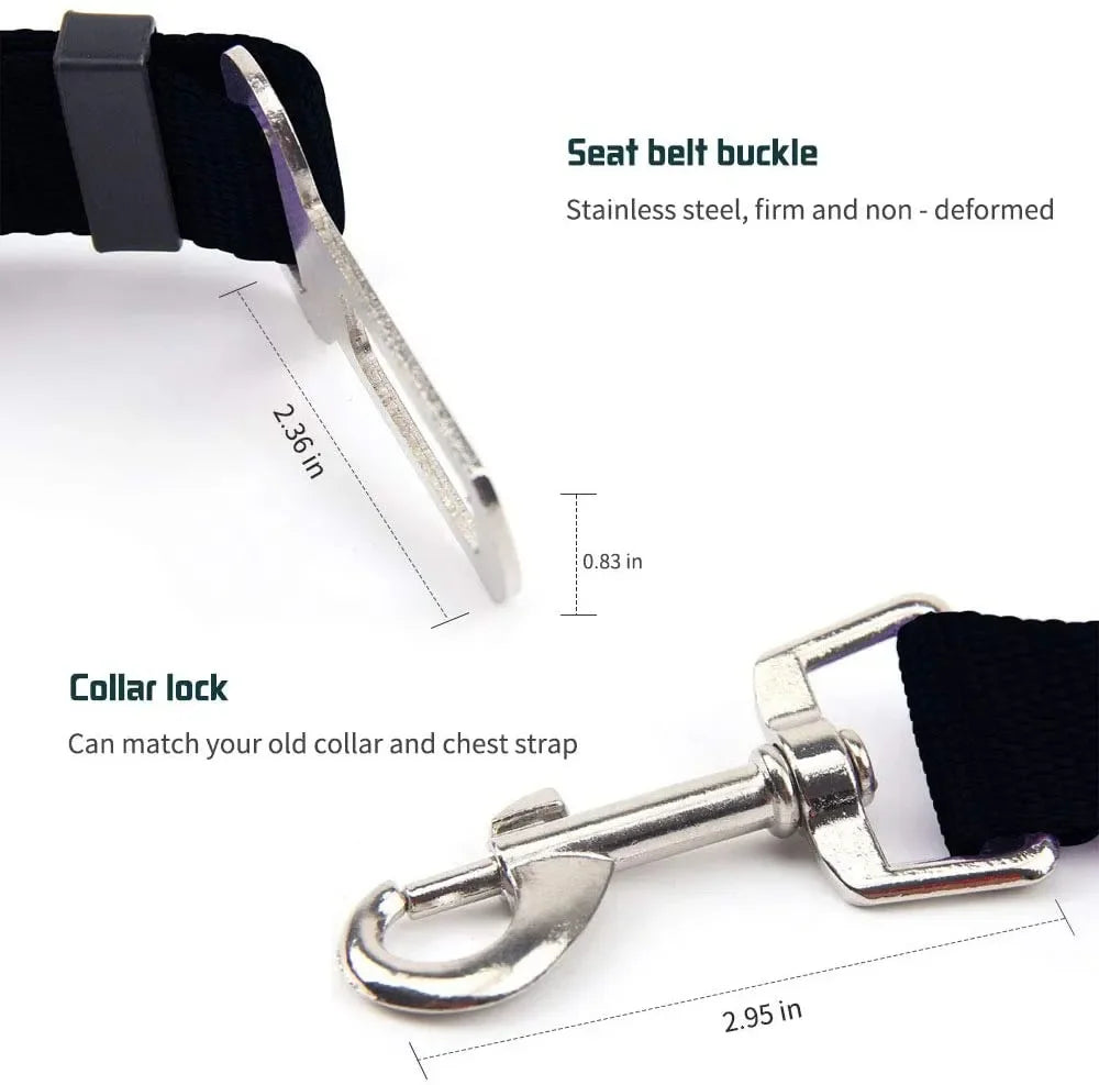 Light Green Adjustable Dog Car Seat Belt Tether
