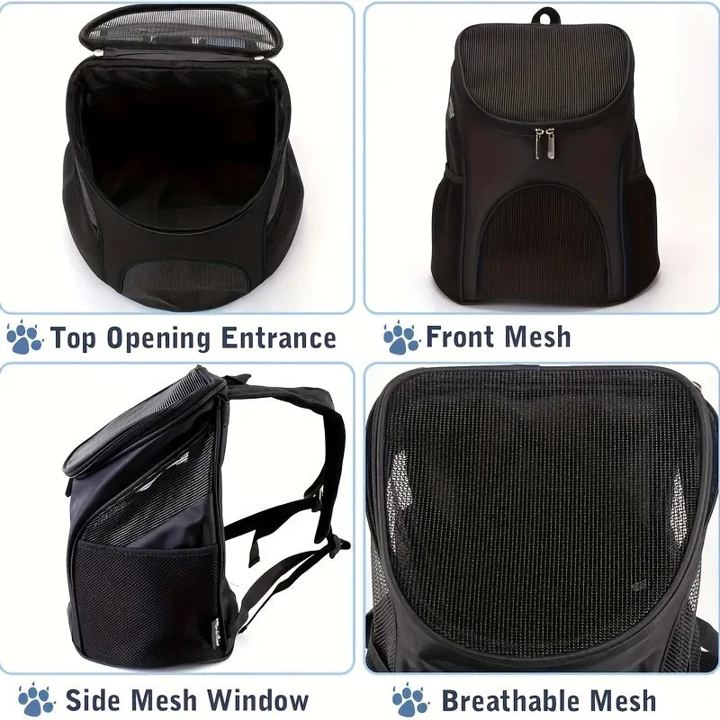 Black Portable Mesh Dog Backpack