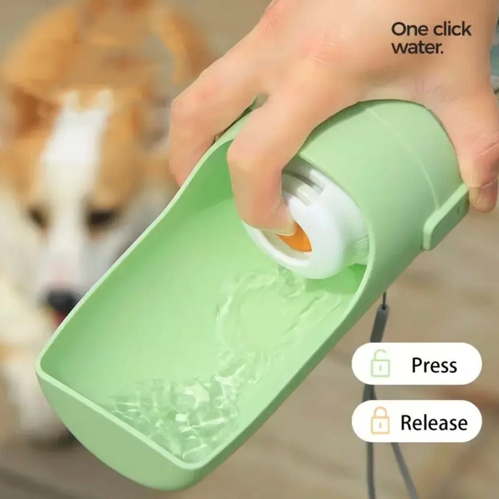 Gray Pet Travel Water Bottle with Food Container