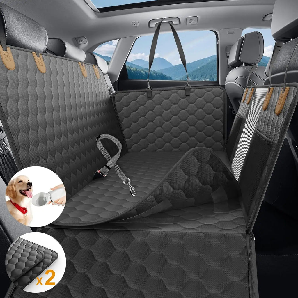 Black Waterproof Dog Car Hammock with Hard Bottom Seat Extender