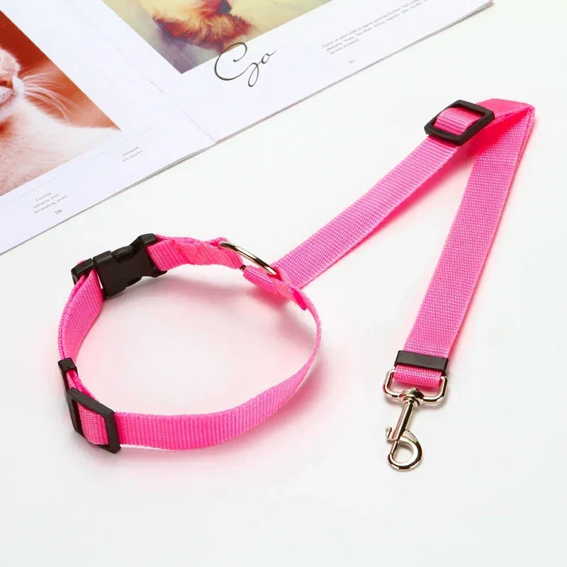 Pink Dog Seat Belt Tether Adjustable Car Safety Leash