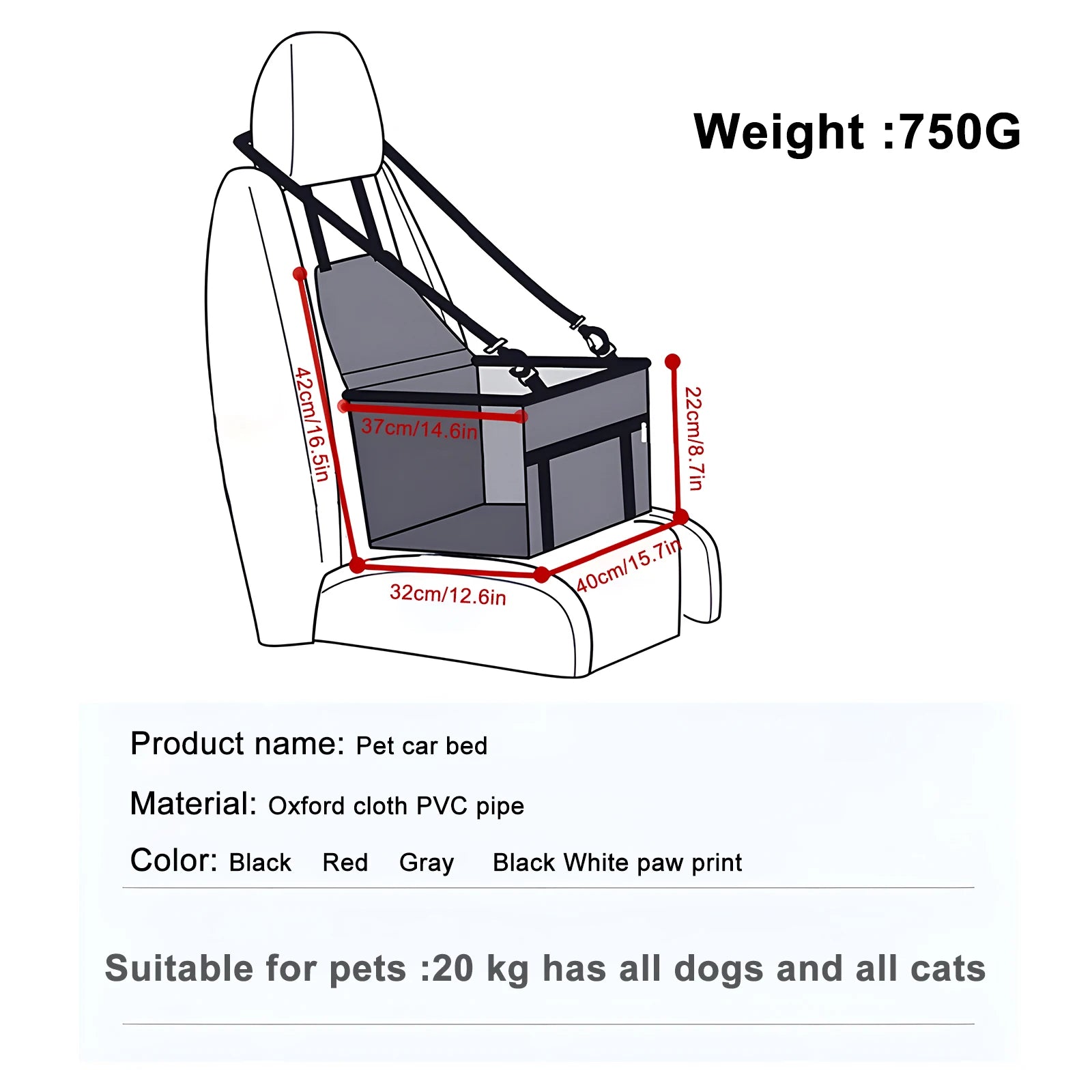 Black Dog Booster Seat for Medium Dogs