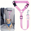 Pink Floral Dog Seat Belt Tether for Vehicles