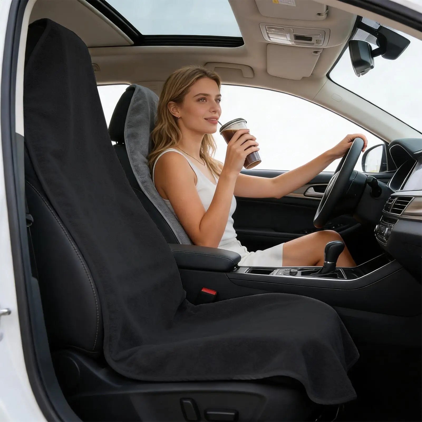 Black Towel Front Seat Protector for Dogs