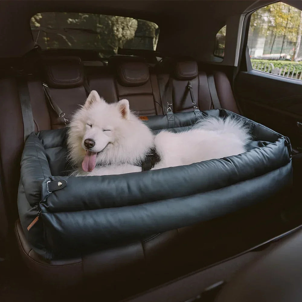 Green Luxury Faux Leather Dog Booster Seat Bed for Travel