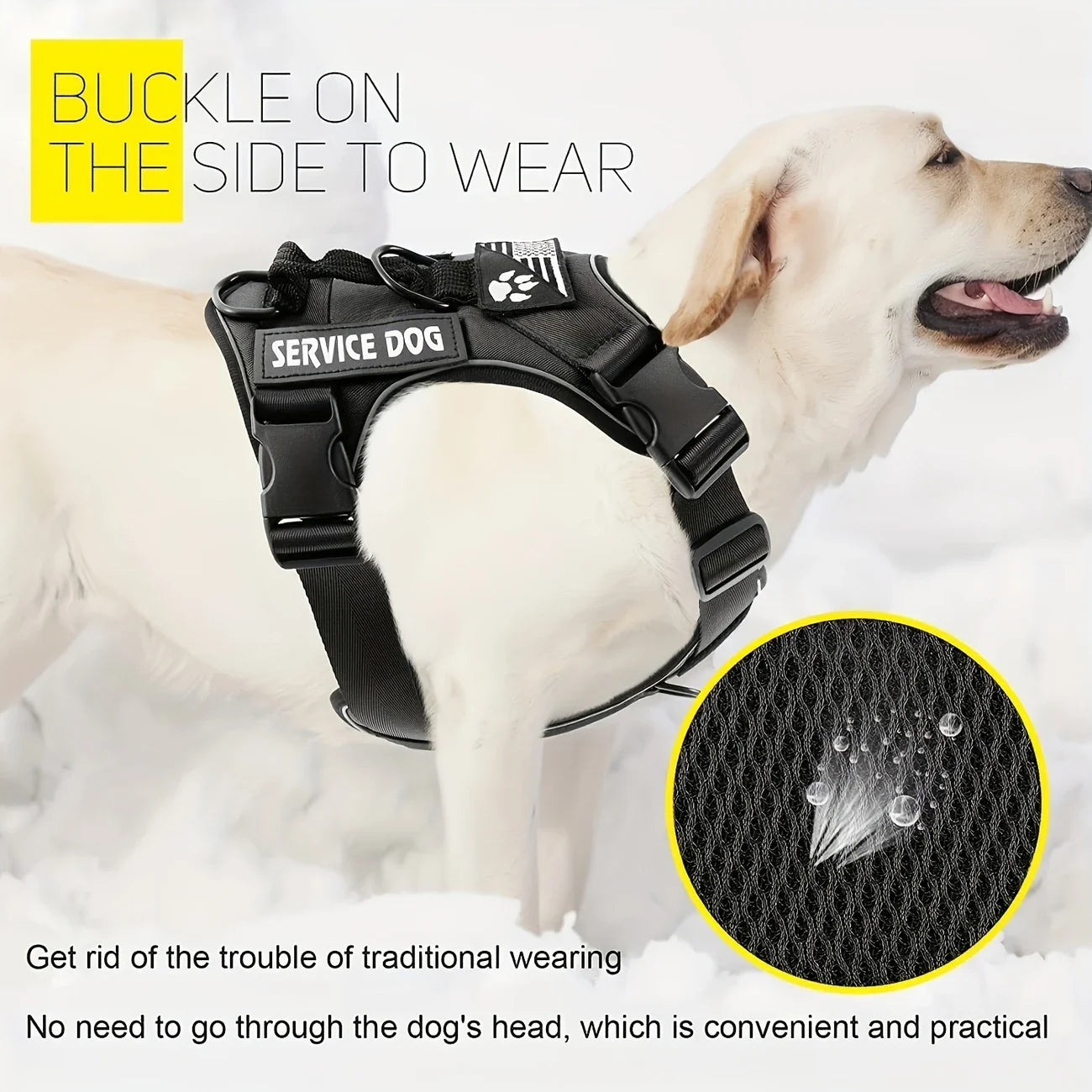 Khaki Anti-Pull Tactical Dog Harness for Medium and Large Dogs