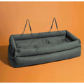 Dark Green Luxury Faux Leather Dog Booster Seat Bed for Travel