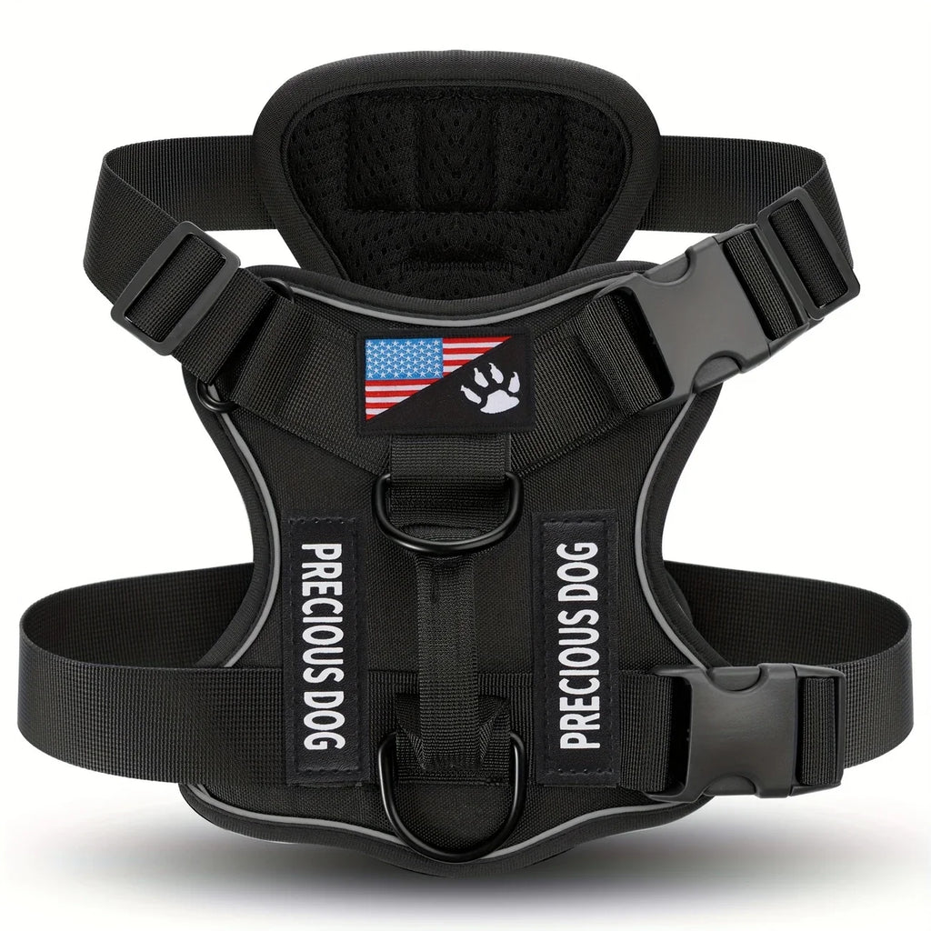 Black Anti-Pull Tactical Dog Harness for Medium and Large Dogs
