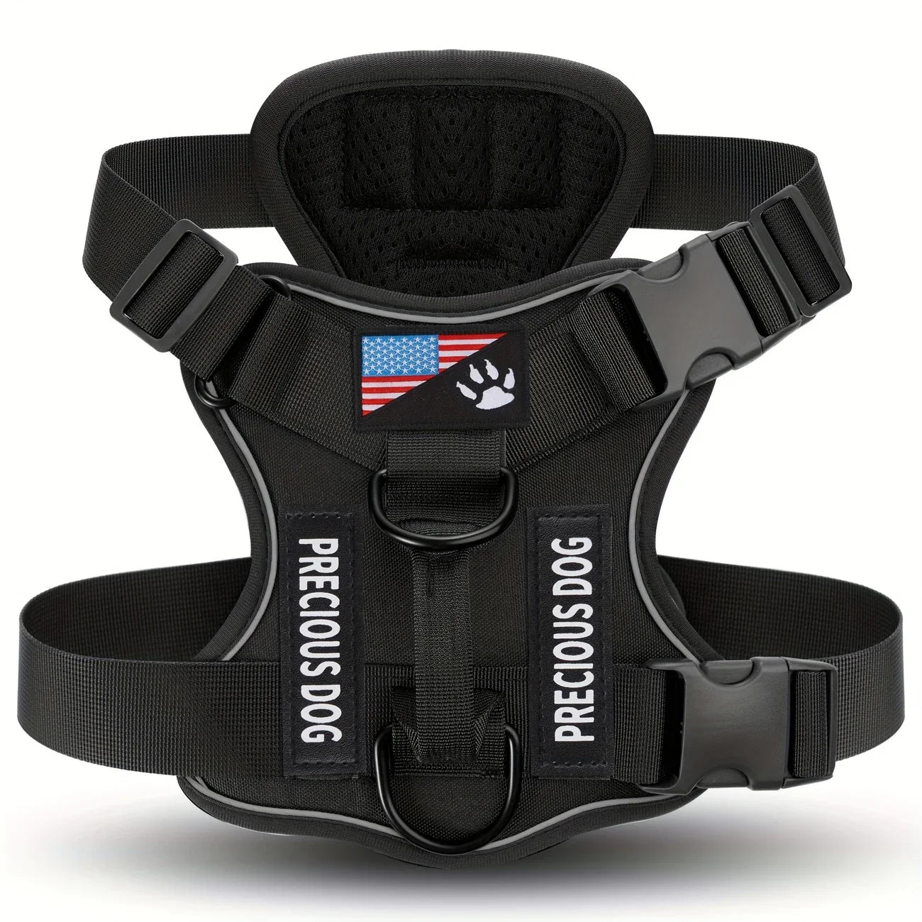 Black Anti-Pull Tactical Dog Harness for Medium and Large Dogs
