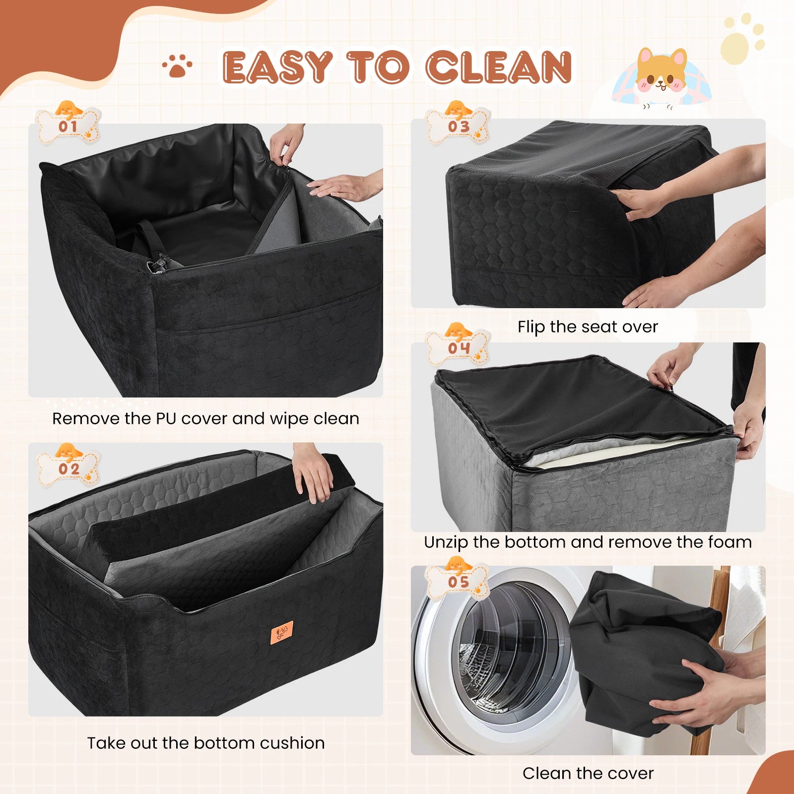 Waterproof Dog Booster Seat for Cars and SUVs