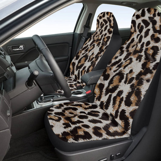2-Pack Leopard Print Front Seat Covers for Dogs
