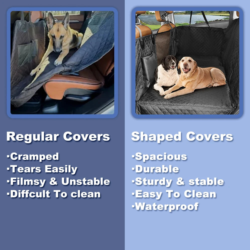 Beige Premium Dog Car Back Seat Extender with Hard Bottom