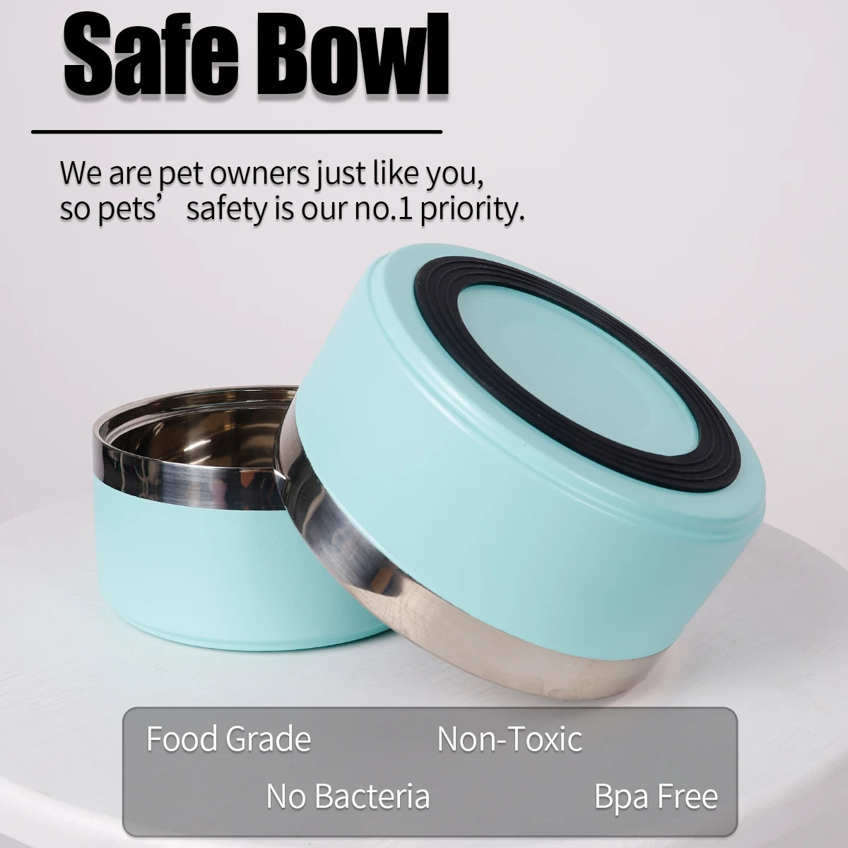 Blue Stainless Steel Dog Bowl