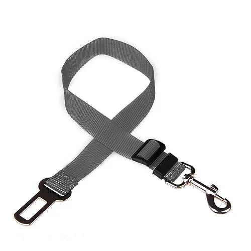 Gray Adjustable Dog Car Seat Belt Tether