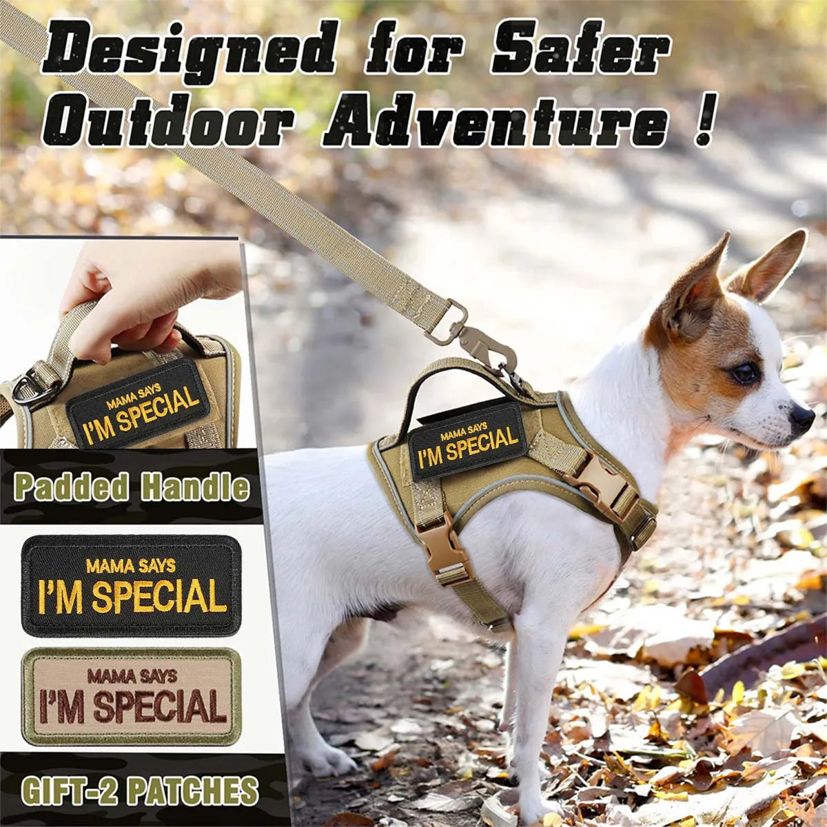 Pink Tactical Dog Harness for Small Dogs with Leash
