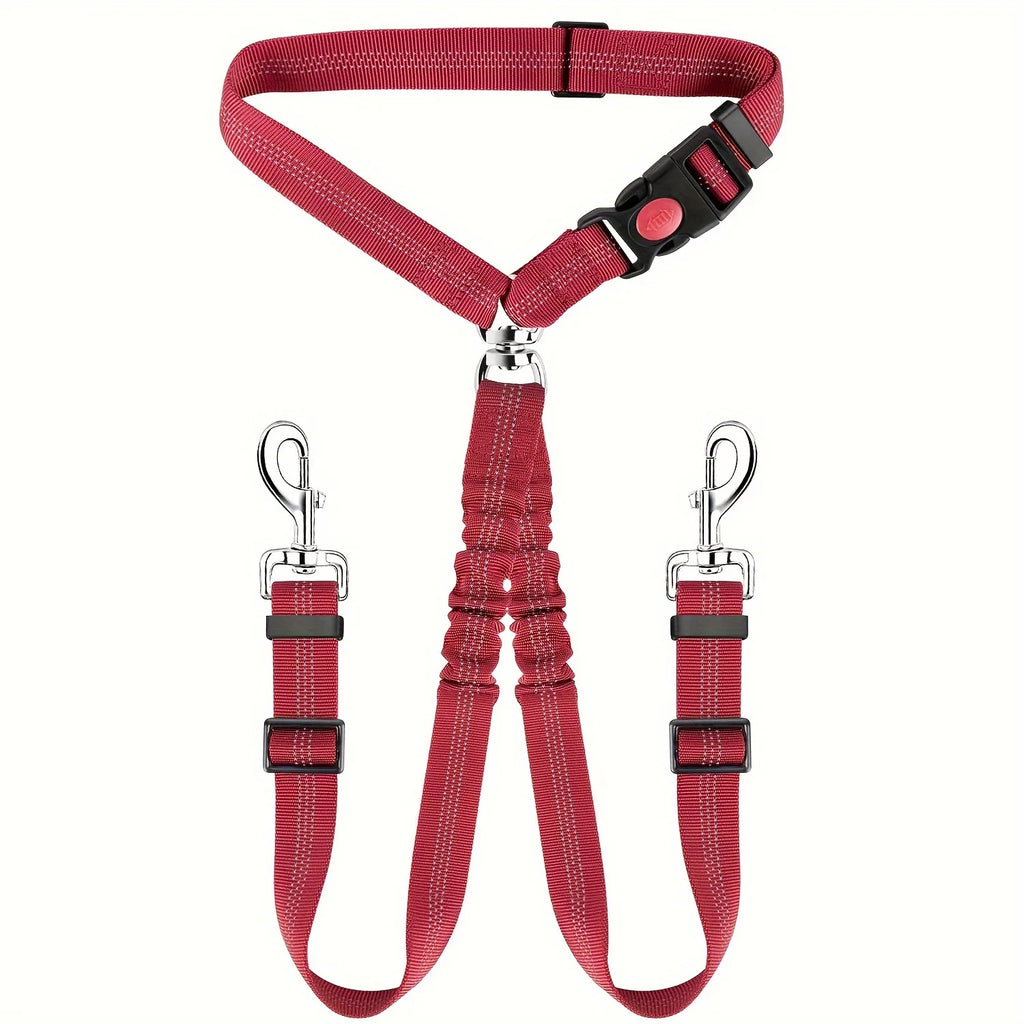 Red Dog Car Seat Belt for Two Dogs