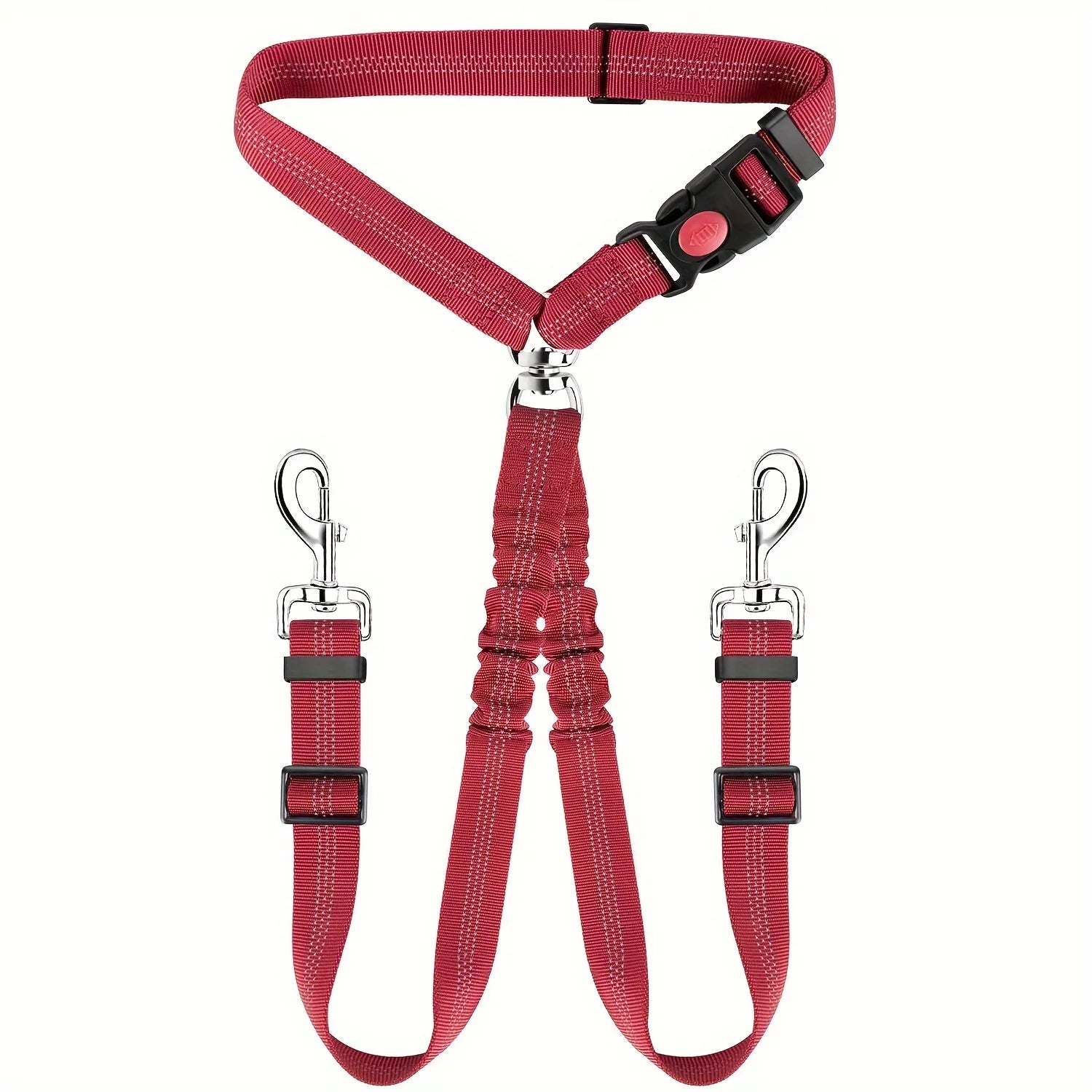 Red Dog Car Seat Belt for Two Dogs