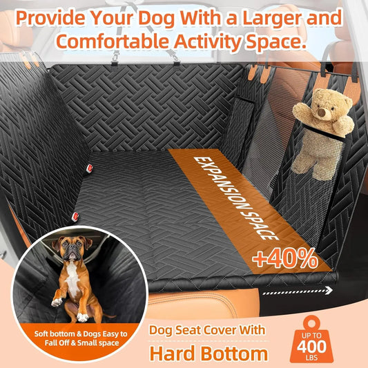 Black Hard Bottom Dog Car Hammock with Mesh Window