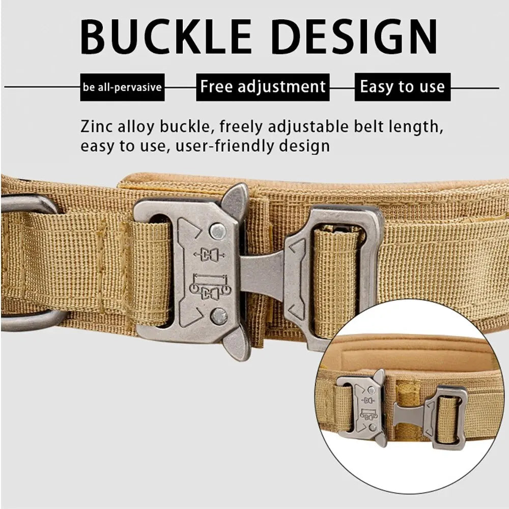Black Tactical Dog Collar for Medium and Large Dogs