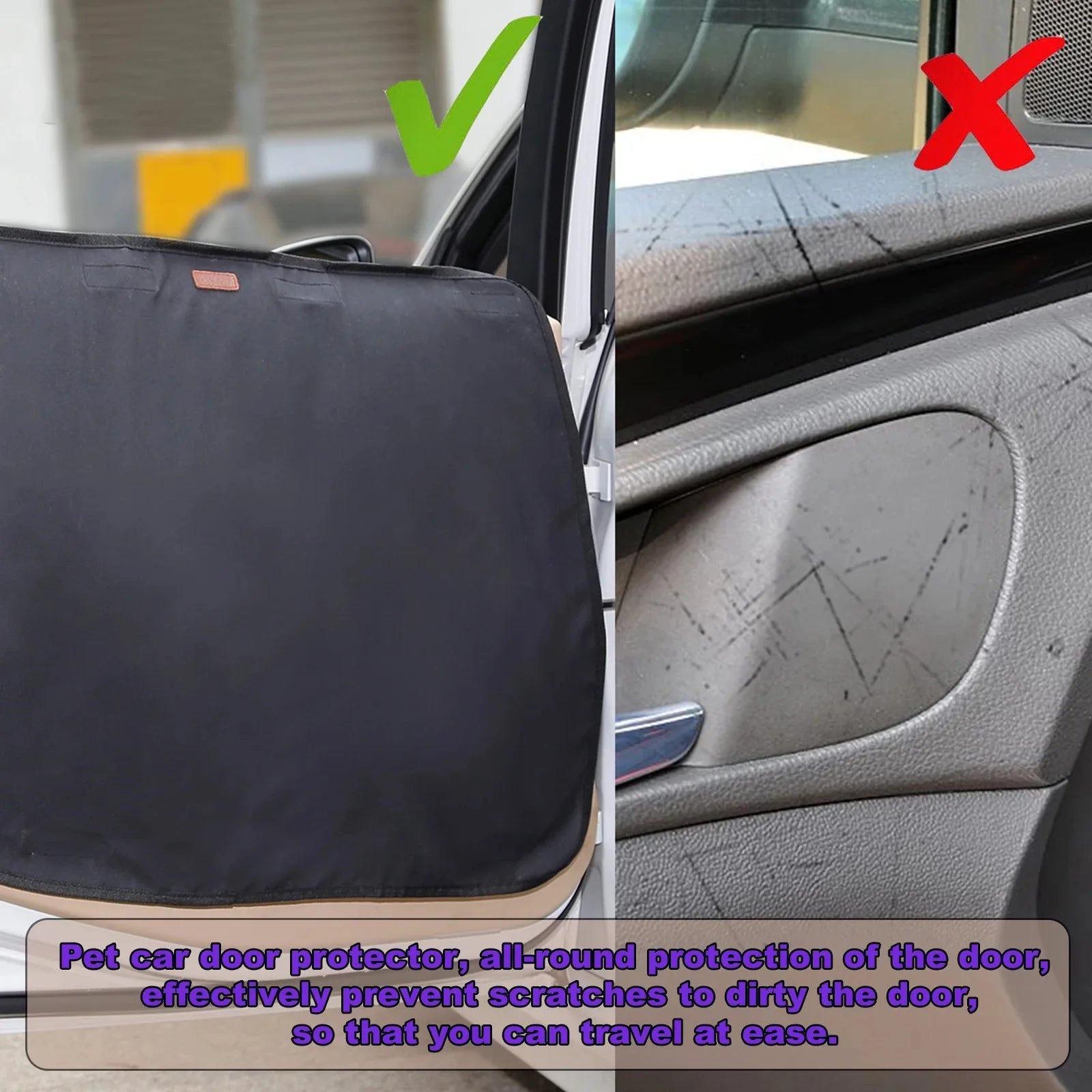 Black Waterproof Anti-Scratch Dog Car Door Protector Set 2 Pack