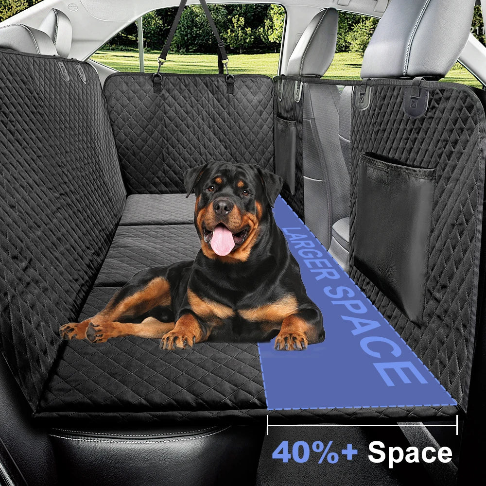 Beige Premium Dog Car Back Seat Extender with Hard Bottom