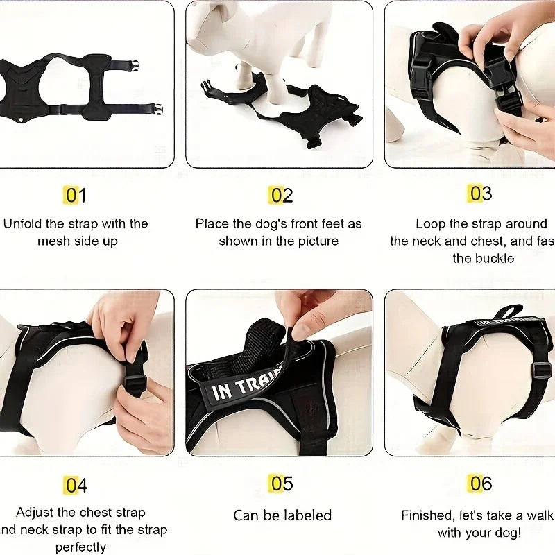 Khaki Anti-Pull Tactical Dog Harness for Medium and Large Dogs