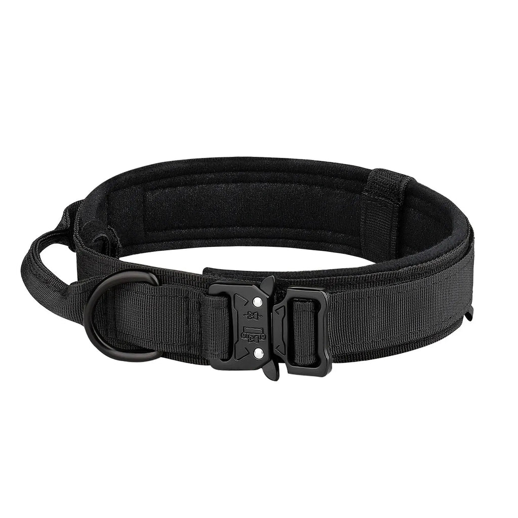 Black Tactical Dog Collar for Medium and Large Dogs