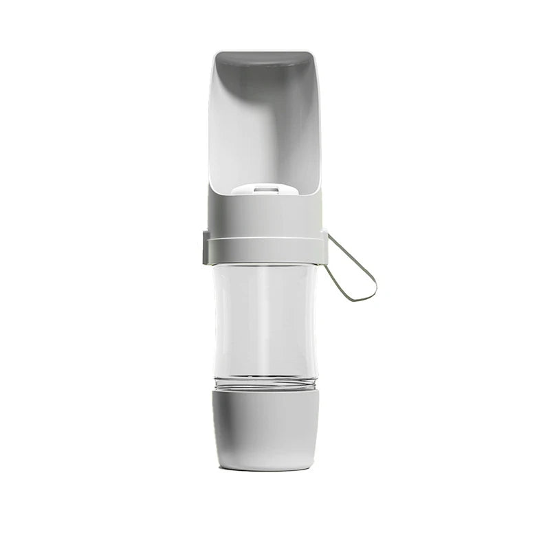 Gray Pet Travel Water Bottle with Food Container
