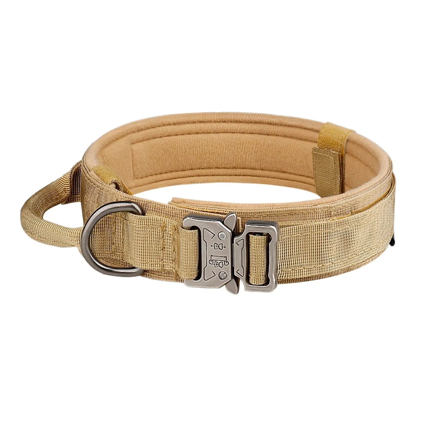 Beige Tactical Dog Collar for Medium and Large Dogs