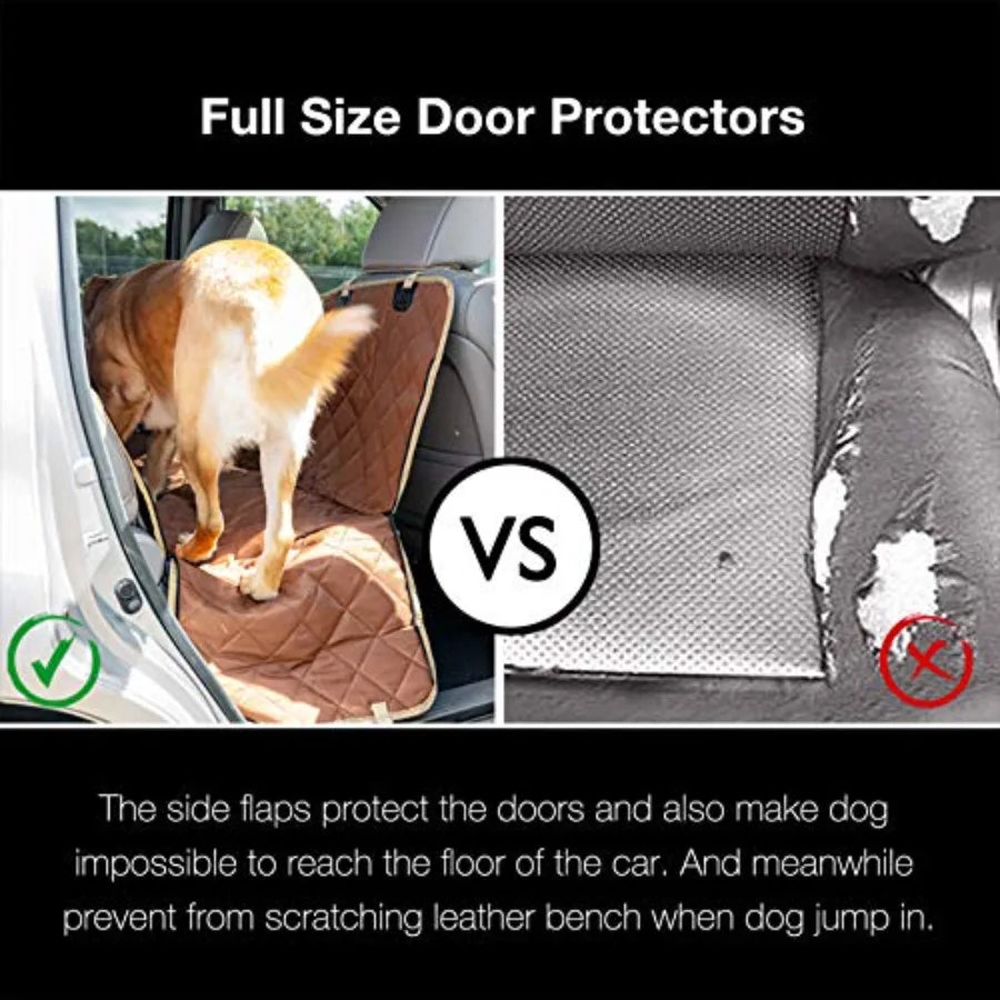 Brown Waterproof Dog Car Hammock with Mesh Window
