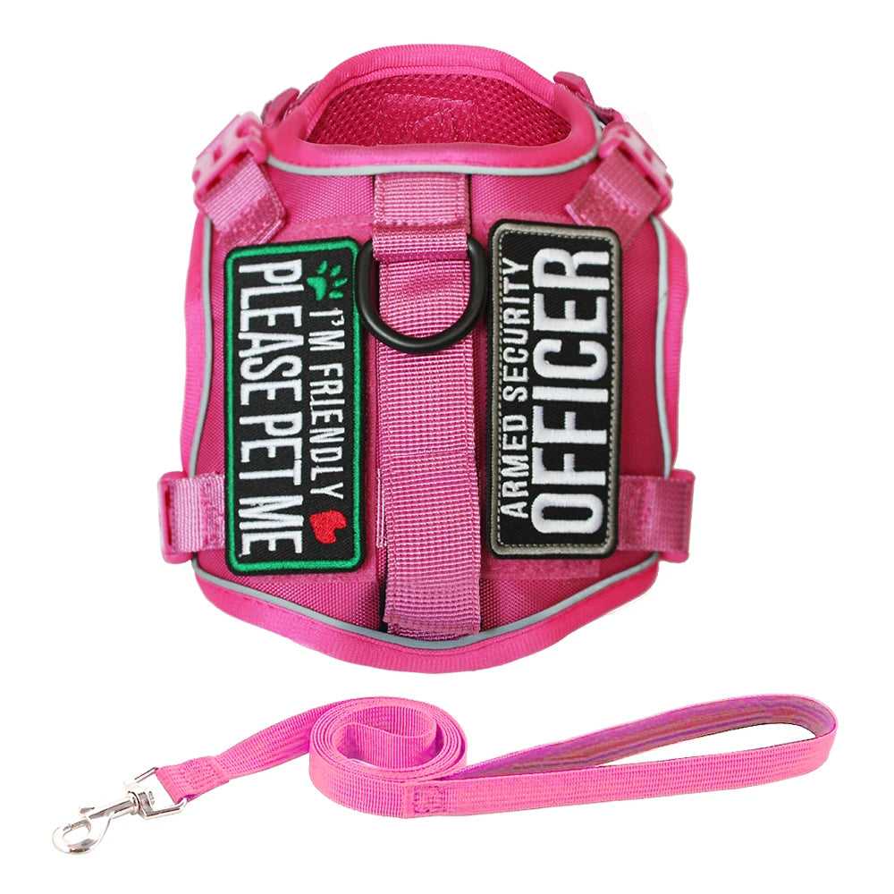Pink Tactical Dog Harness for Small Dogs with Leash