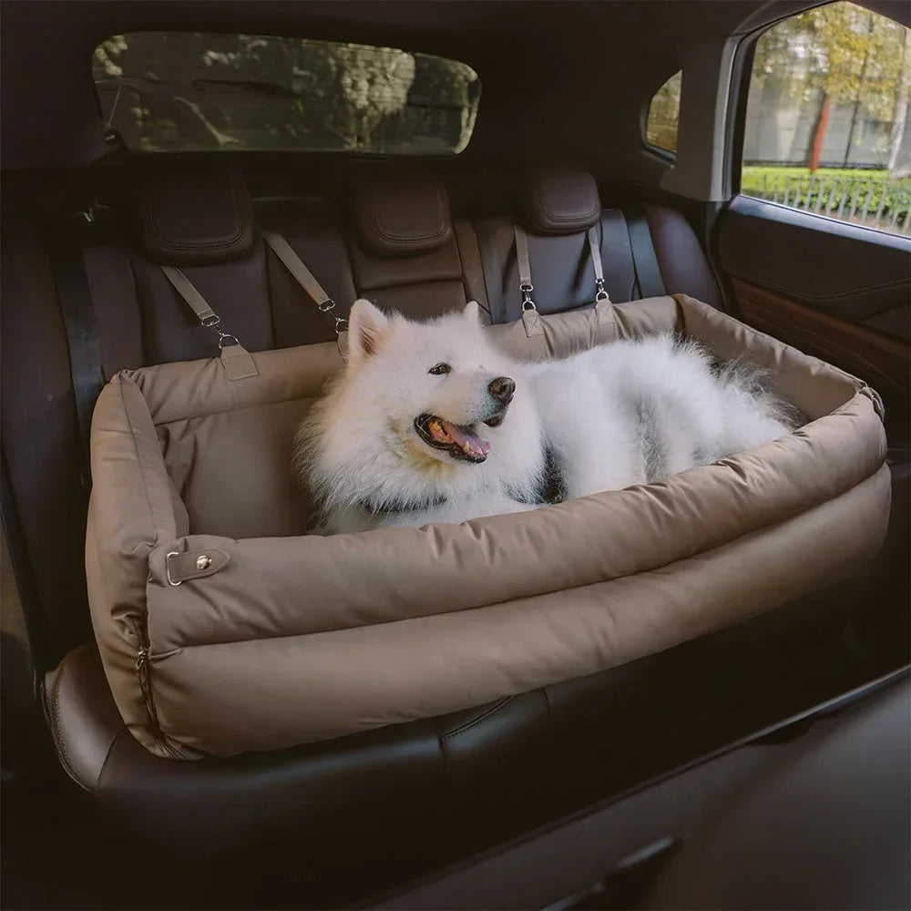 Dark Green Luxury Faux Leather Dog Booster Seat Bed for Travel